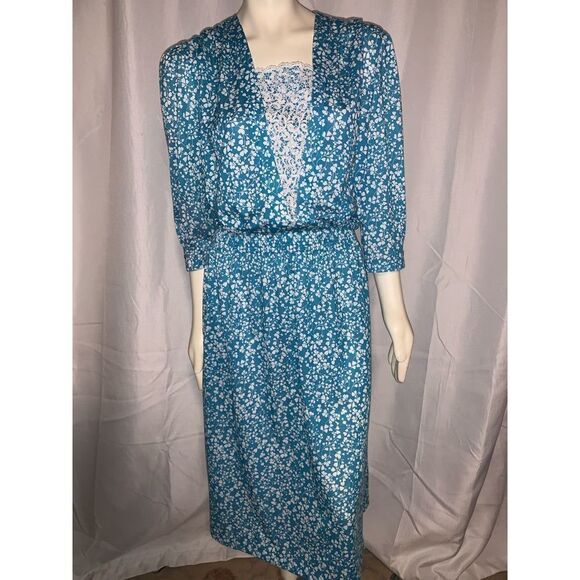 Vintage Cottagecore Floral Lace Trim Dress XXL - Picture 1 of 13